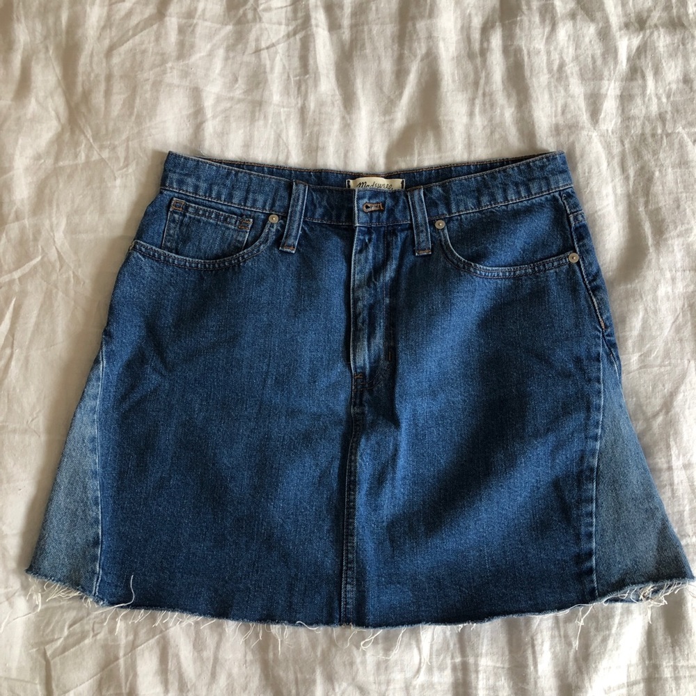 Madewell Jean Skirt. Raw Hem. Only worn once!!!!